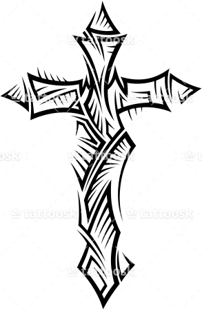 Tribal Cross Tattoo Design - Cross Tattoos Png (293x450), Png Download