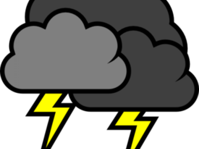 Thunderstorm Clipart Dark Clouds - Thunder And Lightning Clipart (640x480), Png Download