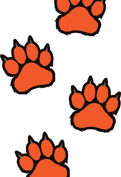 Startling Tiger Paw Print Clip Art Free Prints Clipart - Clip Art Tiger Paws (409x600), Png Download