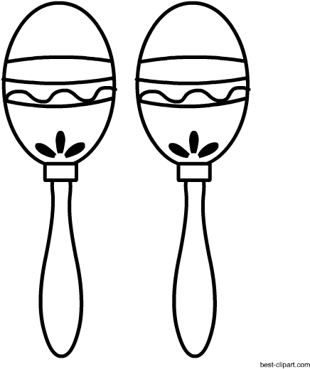 Free Black And White Maracas Clip Art - Maracas Clipart Black And White (550x550), Png Download
