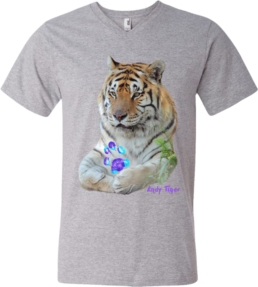 Andy Tiger Paw Print Men's Printed V-neck T - Adidas Mickey Mouse T Shirt (1155x1155), Png Download