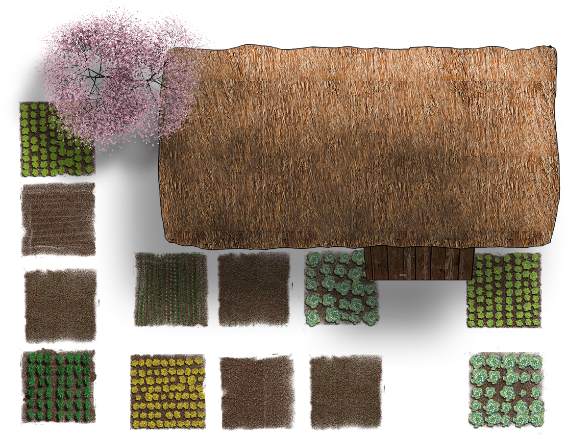 Cottage Garden Top View 150dpi 1 - Garden Top View Png (1167x900), Png Download