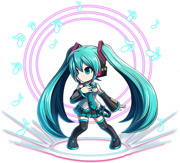 Hatsune Miku Featured In Brave Frontier Worldwide - Brave Frontier Miku (628x633), Png Download