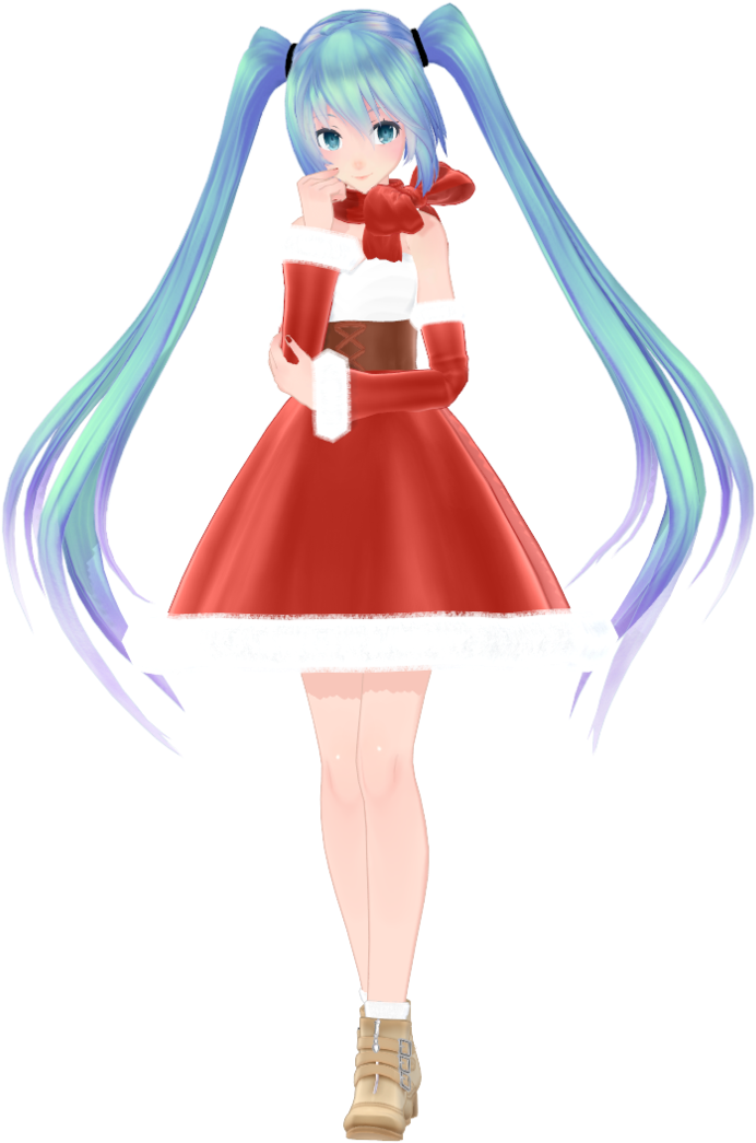 Tda Christmas Miku [download] By Majesticfork Drawing - Mmd Tda Christmas Miku (746x1071), Png Download