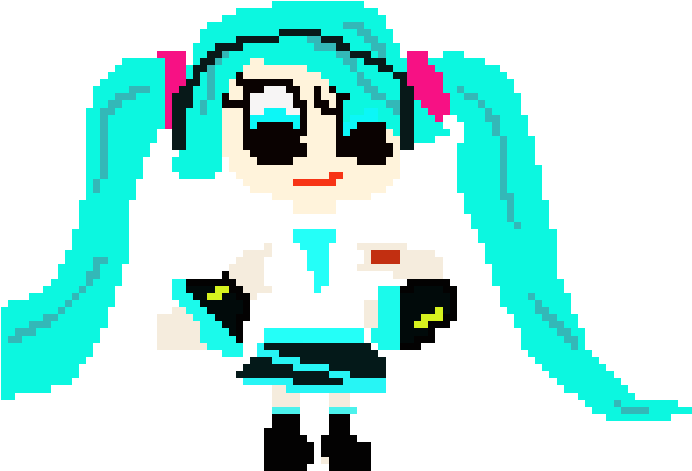 Hatsune Miku - Hatsune Miku Pixel+ (990x750), Png Download