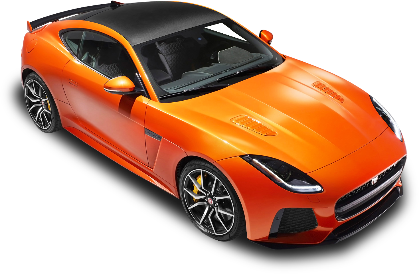 Orange Jaguar F Type-svr Coupe Top View Car Png Image - Car In Top View Png (500x345), Png Download