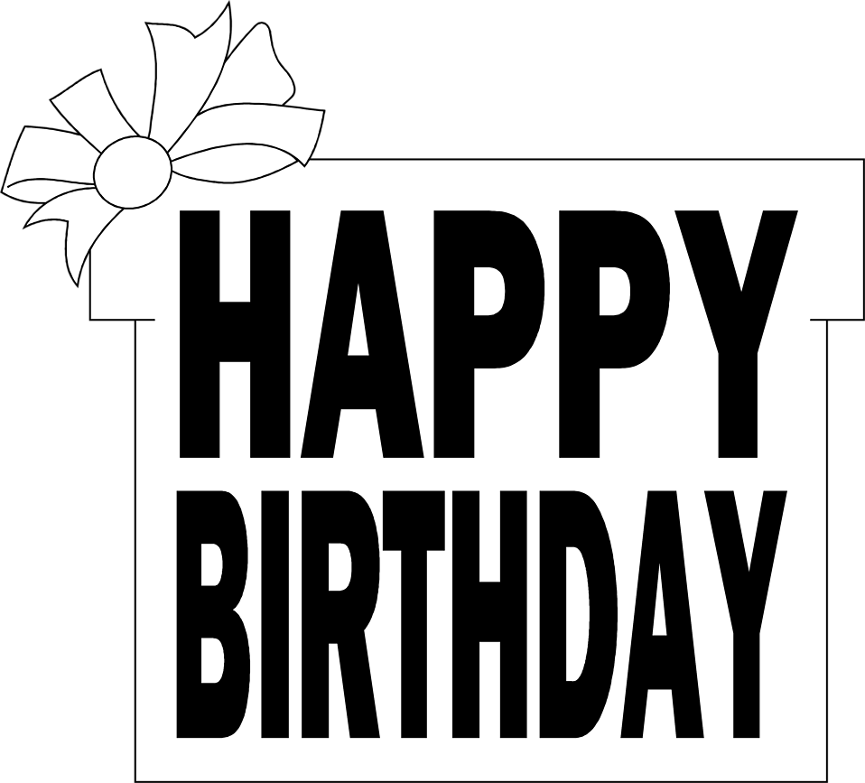 Svg Library Free Stock Photo Illustration Of A - Happy Birthday Black And White (958x867), Png Download
