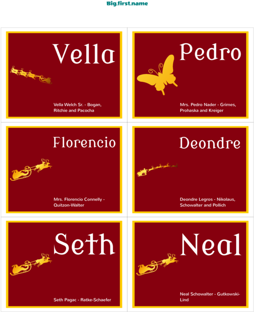Christmas Place Name Cards Christmas Party Badges Big - Butterfly Shapes (541x700), Png Download