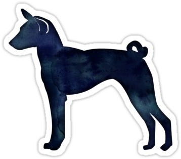 'basenji Dog Breed Black Watercolor Silhouette' Sticker - Dog (375x360), Png Download