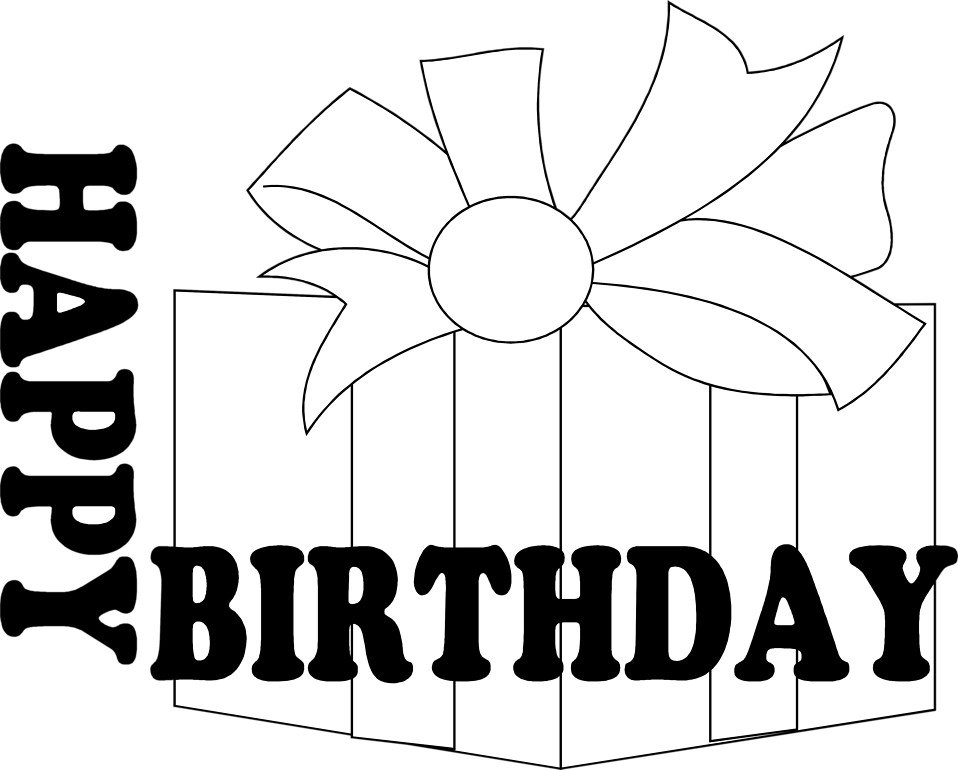 Black And White Birthday Clipart - Birthday Text Art Png File (958x770), Png Download