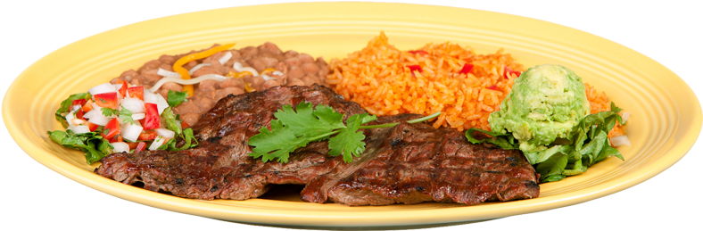 Carne Asada Plate - Plate Of Food Transparent Background (790x360), Png Download