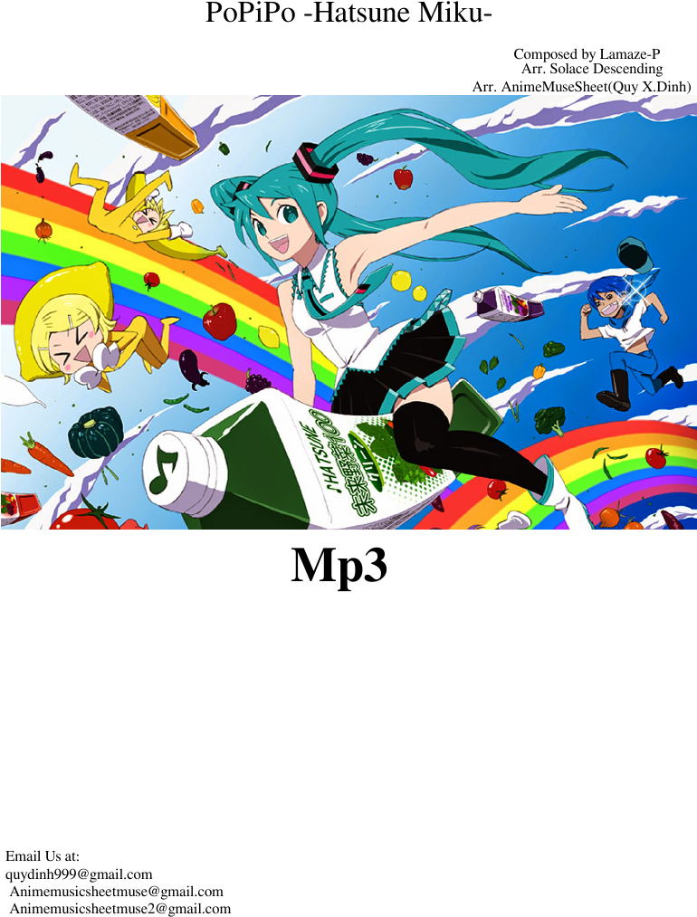 Download Popipo Hatsune Miku Sheet Music Composed By Composed - Po Pi ...