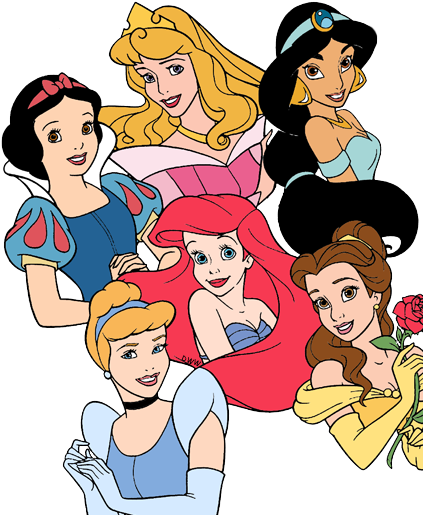 Snow White Cinderella Aurora Ariel Belle And Jasmine (429x522), Png Download