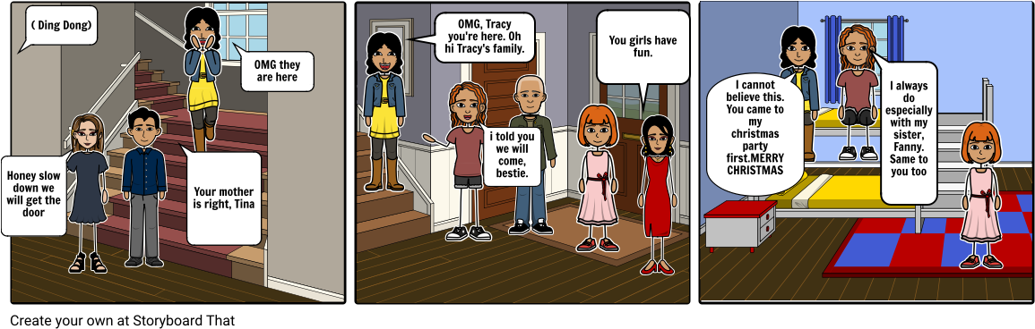 Tina's Christmas Party - Cartoon (1164x385), Png Download