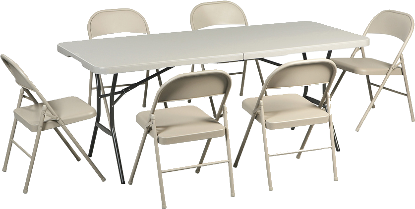 Table With Chairs Free Png Image - Lifetime Products Rectangle Steel Putty Folding 6ft (877x433), Png Download