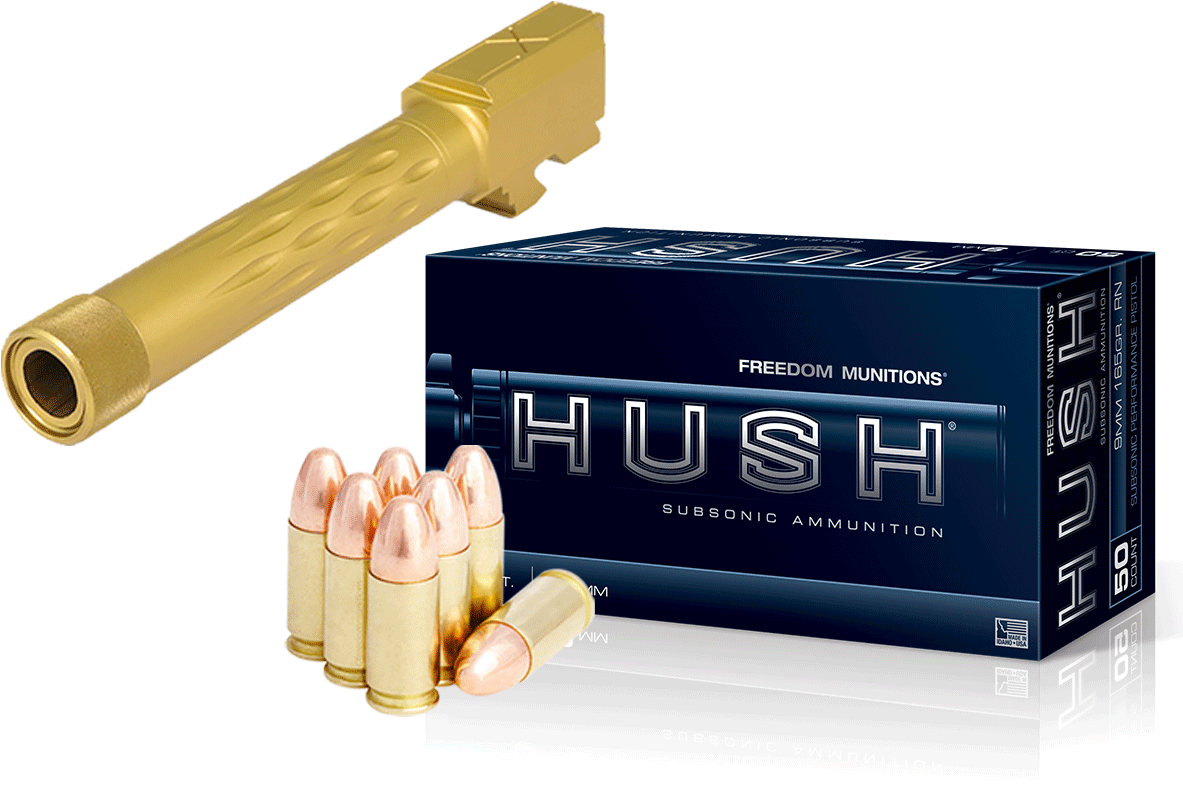 Shhh Bundle- Faxon Glock Barrel And 100rds Hush 9mm - Ammunition (1200x1200), Png Download