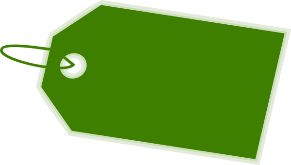 Green Tag Inverse Side Clip Art (600x340), Png Download