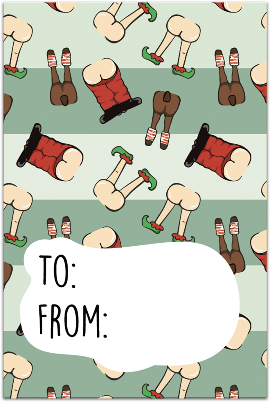 Gt014 Christmas Butts Gift Tag - Cartoon (1059x1562), Png Download