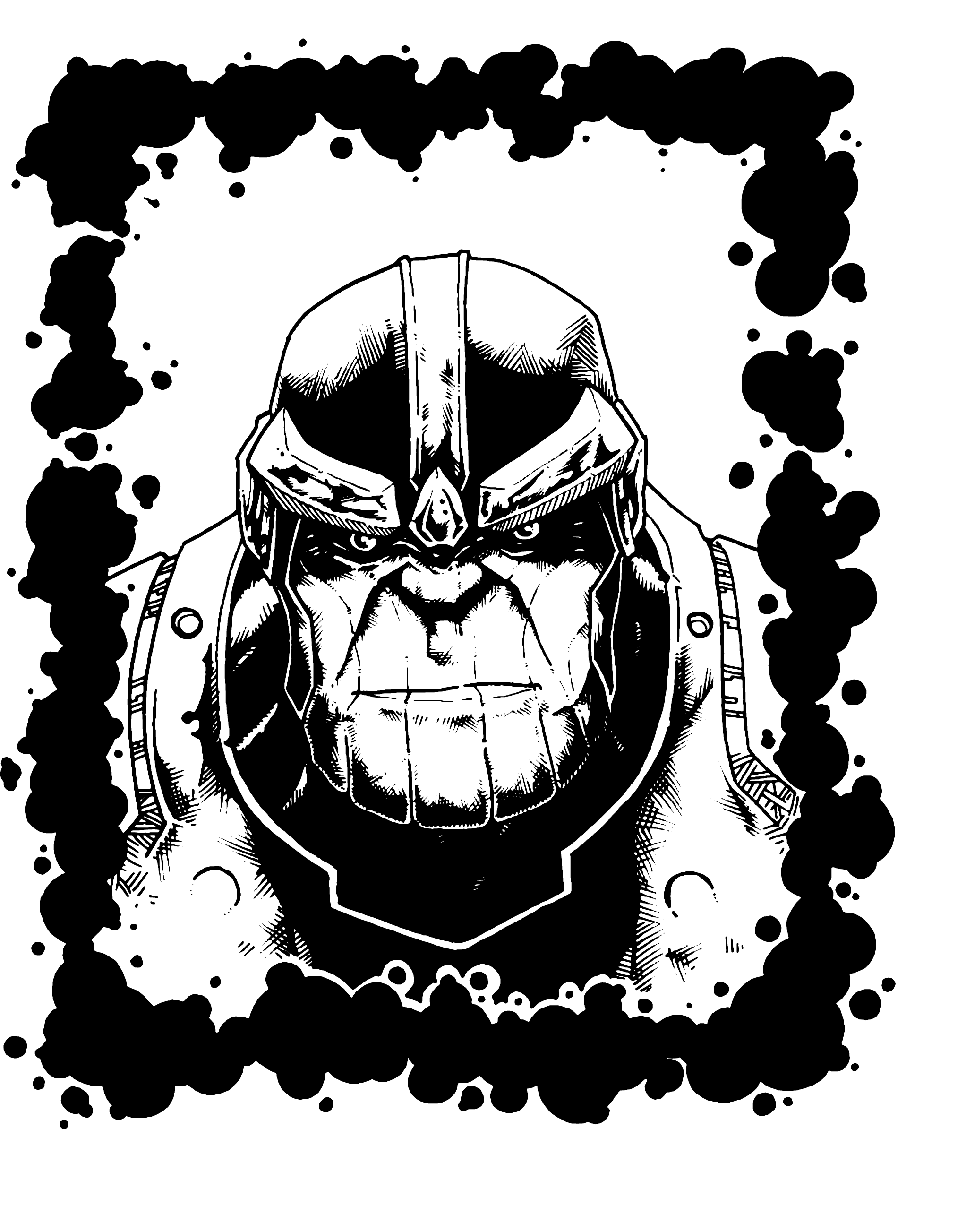 Thanos Su Maglietta - Thanos Disegno Bianco E Nero (2045x2607), Png Download