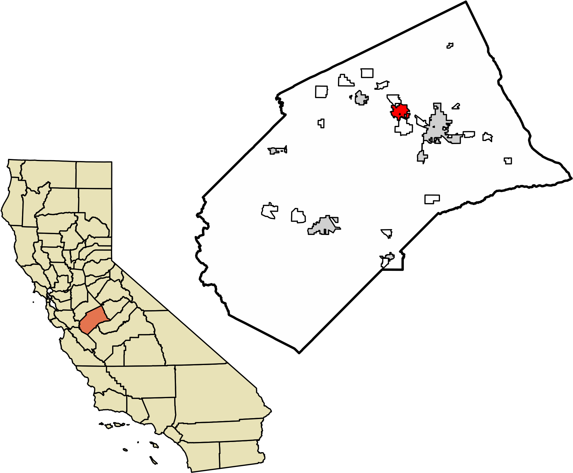 Location Of Atwater In Merced County, California - Mokelumne Hill (2000x1669), Png Download