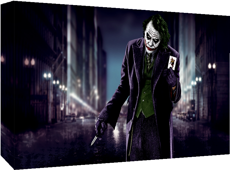 Dark Knight Joker Batman Film Cotton Canvas Wall Art - Dark Knight Heath Ledger Joker (792x567), Png Download