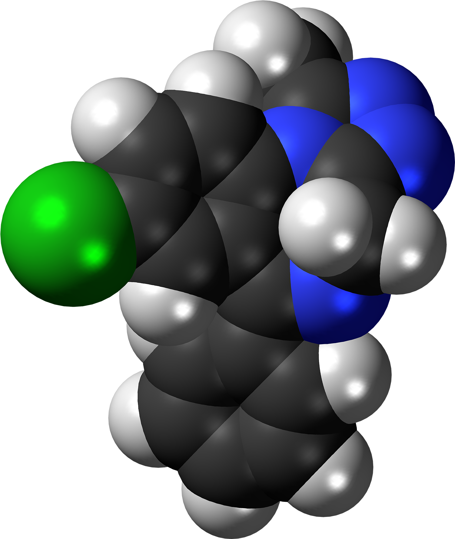 Alprazolam Molecule Spacefill - Molecule (1720x2000), Png Download