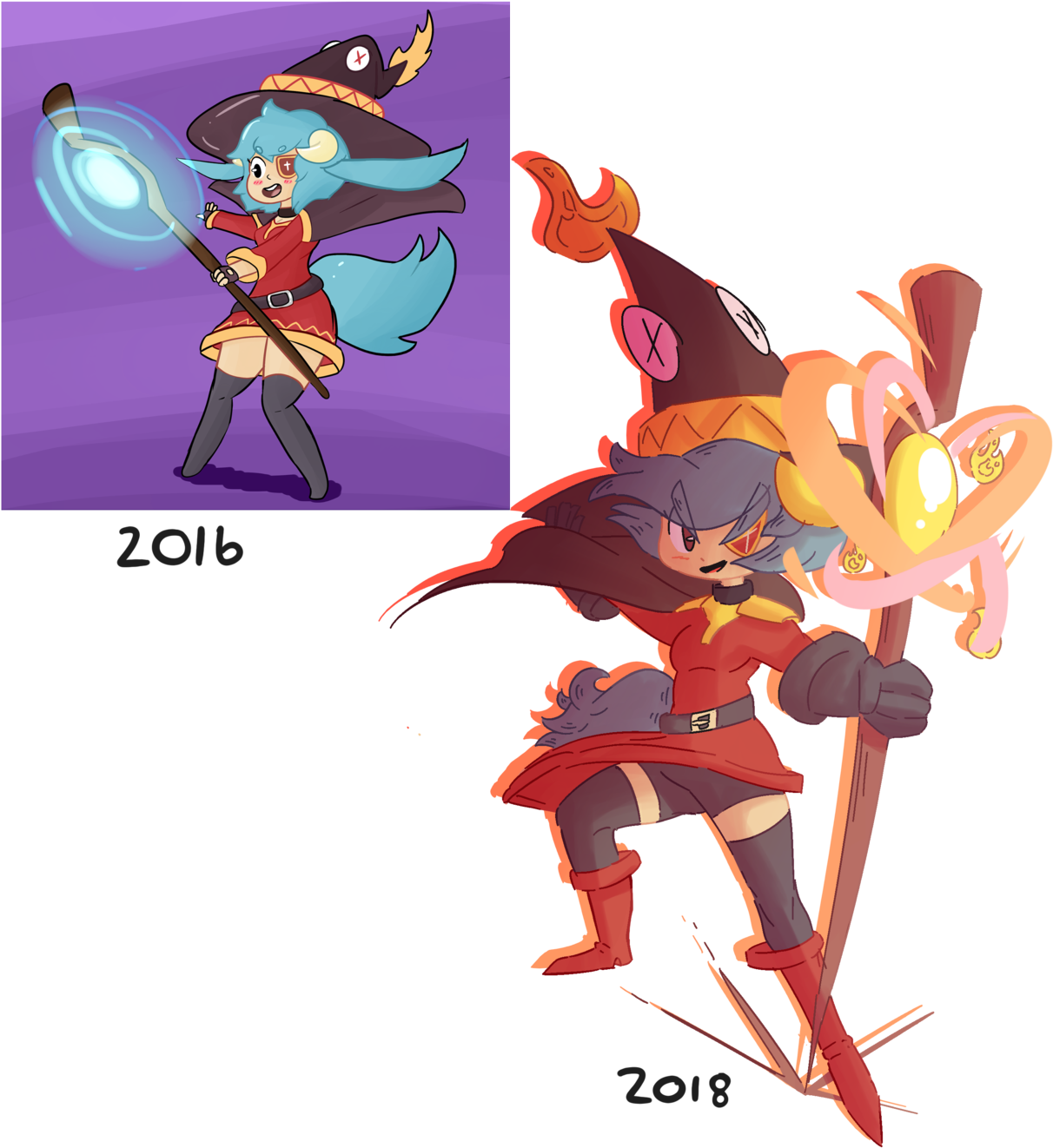 Corro's Art Art Giftart Scorci Wizard Megumin Not My - Cartoon (1280x1348), Png Download