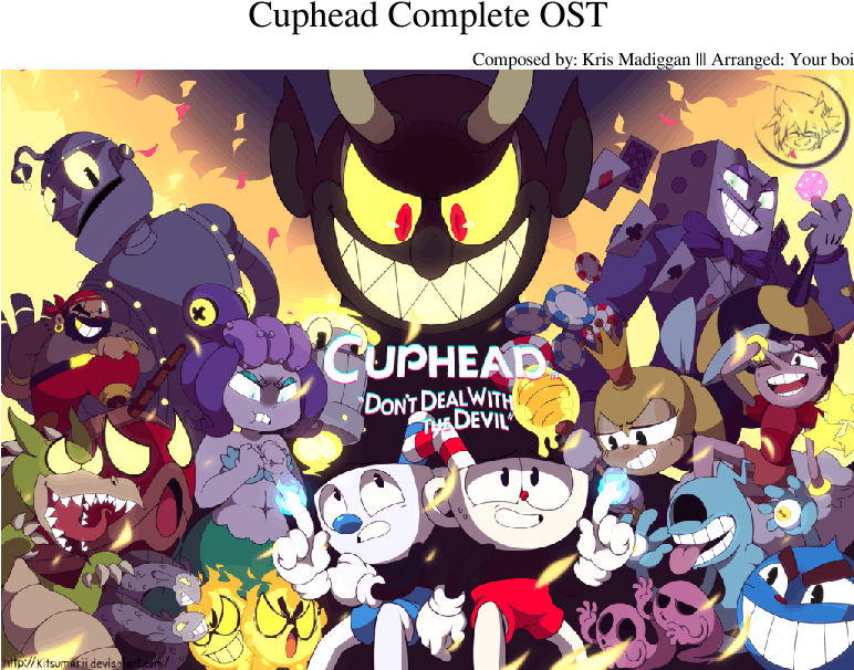Cuphead Complete Ost Sheet Music For Baritone Saxophone, - Cuphead Fanart (850x1100), Png Download