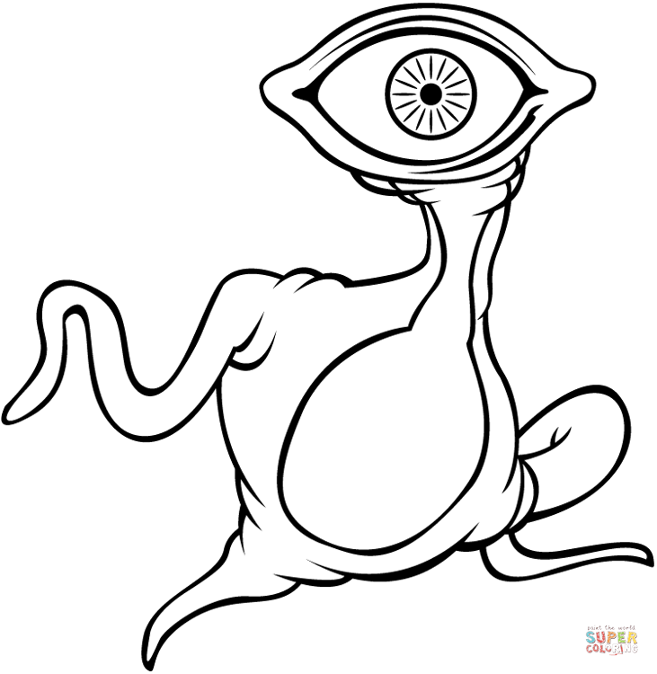 Scary Monster Coloring Pages Creepy Coloring Pages (731x750), Png Download