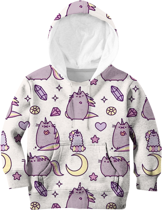 3d Pusheen Cat Unicorn Full Print Hoodie T Shirt - Print Hoodie (800x800), Png Download