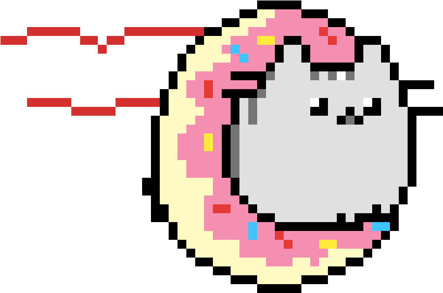 Pusheen Cat - Pixel Donut Cat (1152x684), Png Download