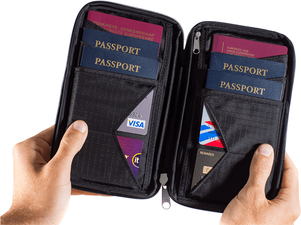 Rfid Blocking Multiple Passport Holder & Wallet - Family Passport Holder Leather (1024x1024), Png Download
