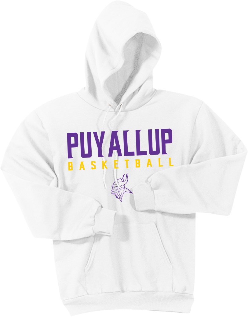 Vikings Basketball 50/50 Cotton/poly Hooded Sweatshirt - White Hoodie Flat (1200x1200), Png Download