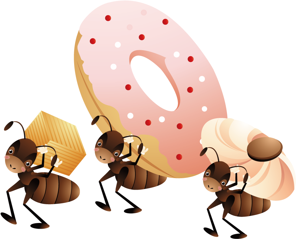 Ants Carrying Dessert Transprent - Formiga Carregando Doce Png (1000x1000), Png Download