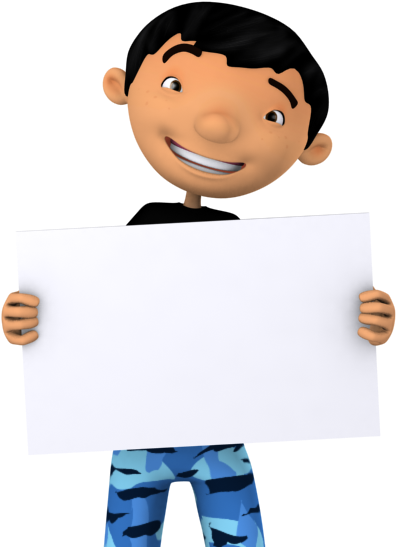 Cool Boy Holding A Blank Board - Cartoon Holding Banner Png (600x600), Png Download