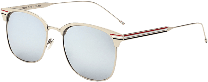 Mirrored Metallic Striped Leg Anti Uv Sunglasses - Sunglasses (700x931), Png Download