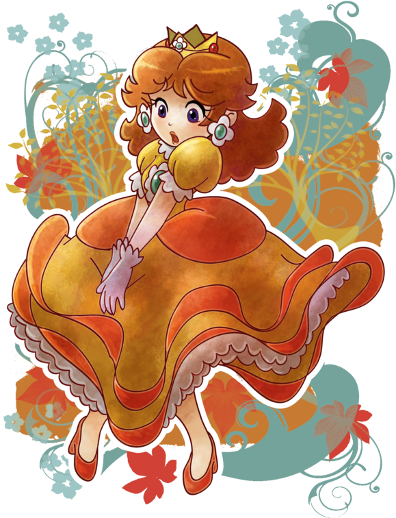 Download Princess Daisy Blowing Clipart Princess Daisy - Princess Daisy In The Wind (600x767), Png Download