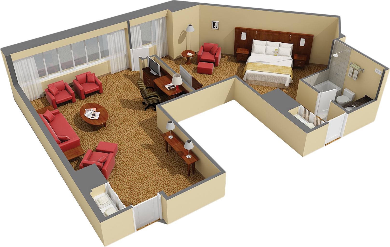 Single Bedroom Apartments (1617x1025), Png Download