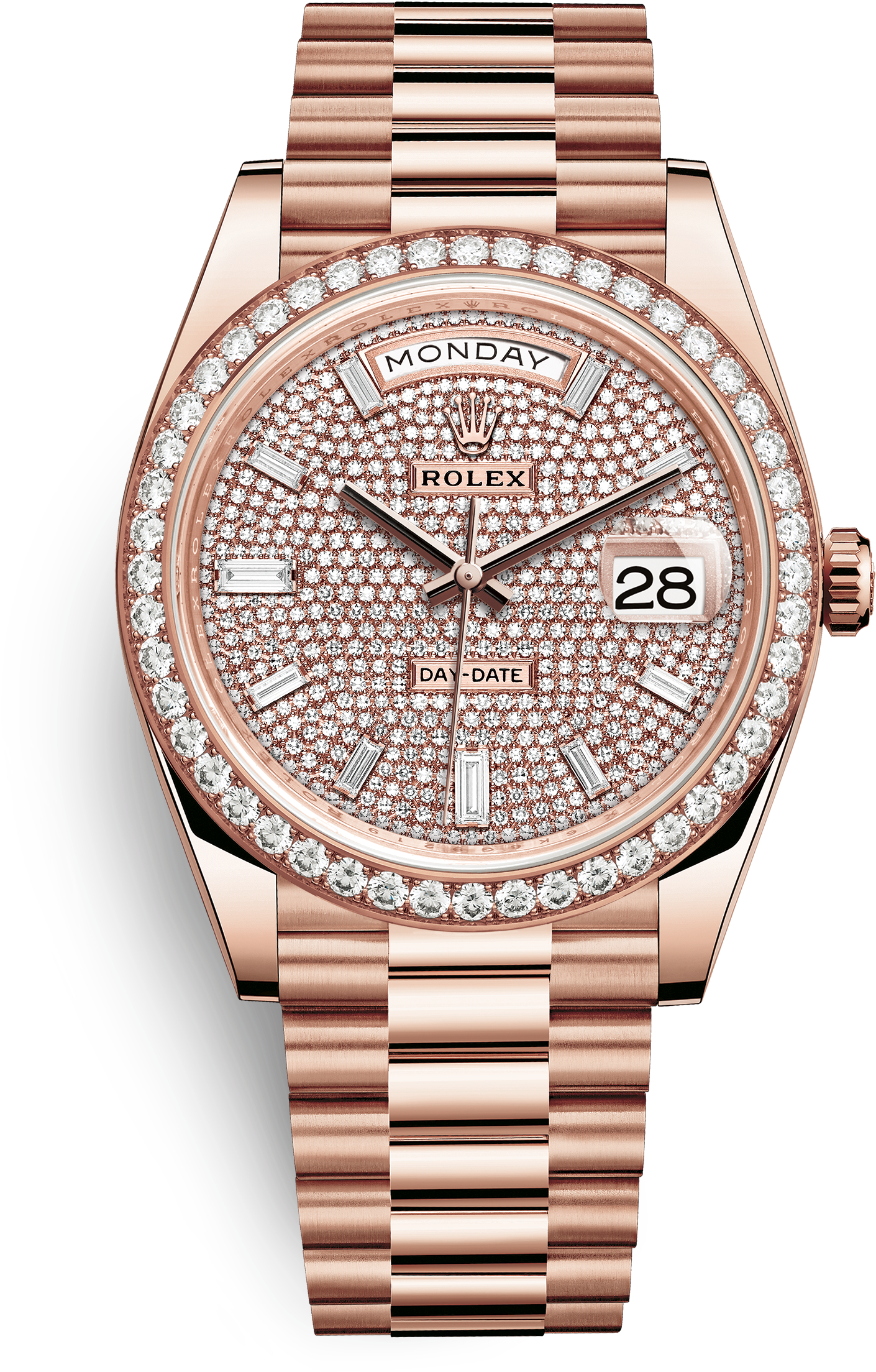 Day-dateoyster, 40 Mm, Everose Gold And Diamonds - Rolex 228345rbr (3000x3000), Png Download