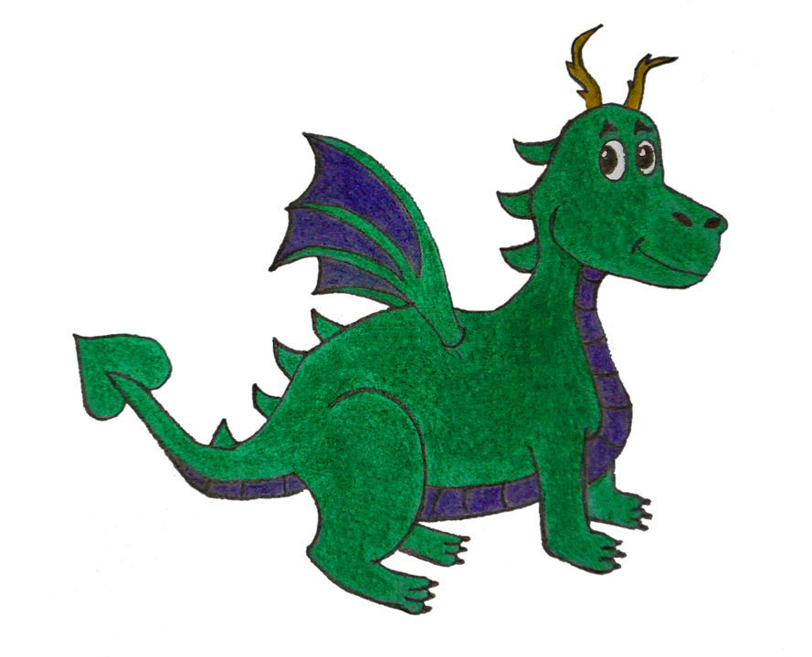 Dragon, Green, Blue, Draw, Pencil, Color Pencil, Eye - Puff Thr Magic Dragon Png (889x720), Png Download