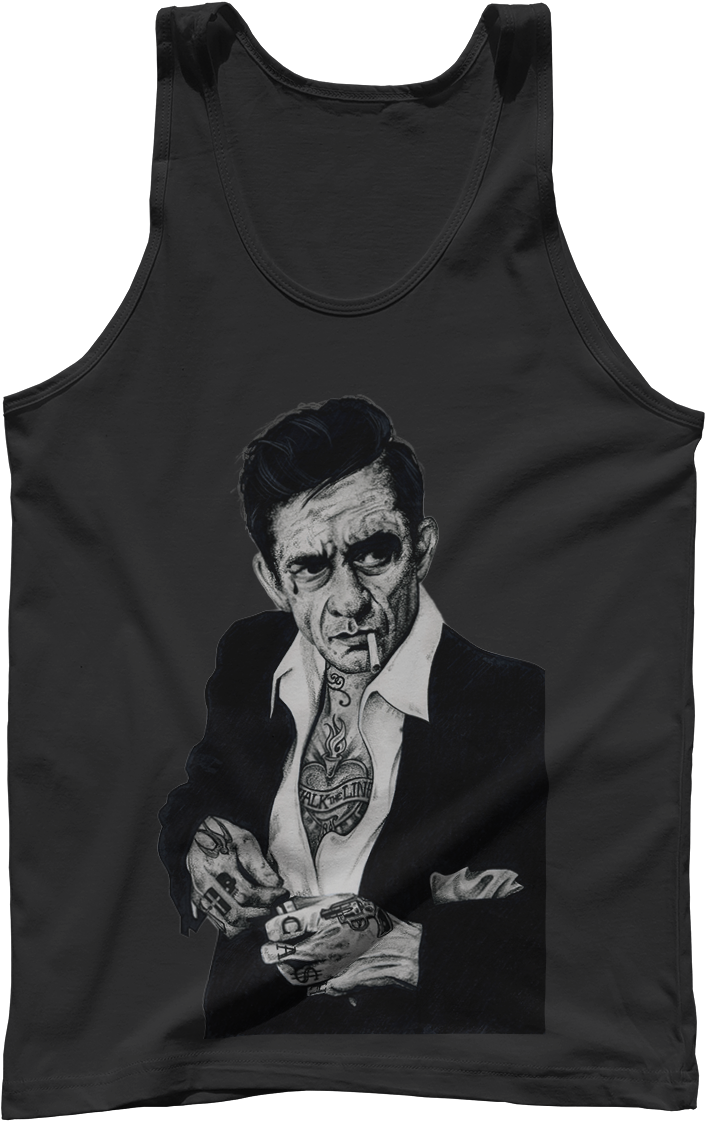 Inked - Johnny Cash - Black - Inked Johnny Cash - District Unisex Shirt / Black / (1200x1200), Png Download