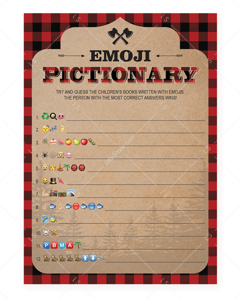 Lumberjack Shower Emoji Pictionary Printable By Littlesizzle - Baby Shower (819x1024), Png Download