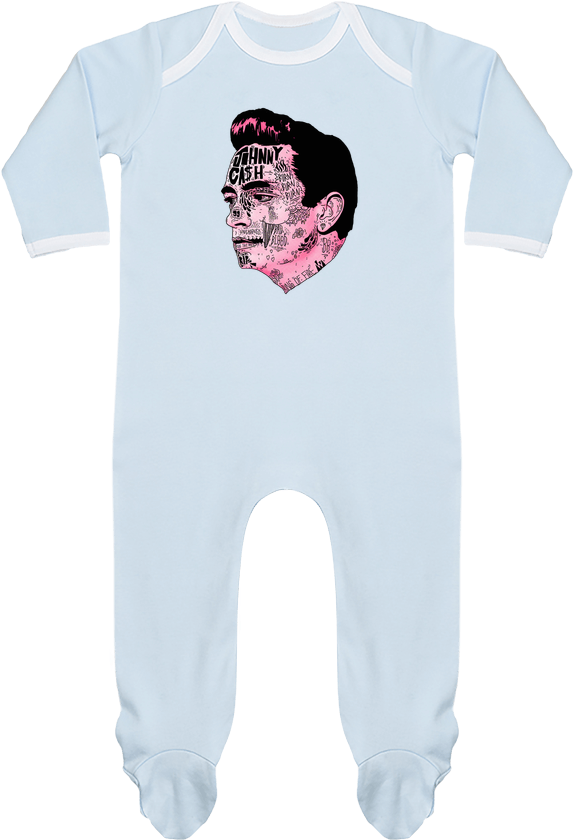 Pyjama Bébé Manches Longues Contrasté Johnny Cash Par - Johnny Cash- Blue Canvas Print - Small By Nick Cocozza (690x850), Png Download