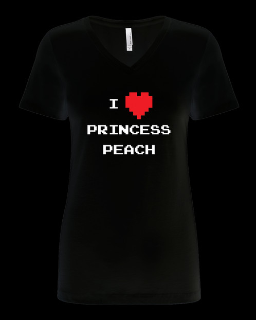 I Heart Princess Peach 2 Color Art, Black V-neck Shirt - Princess Is In Another Castle (498x622), Png Download