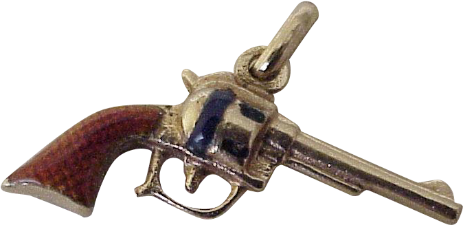 Vintage Revolver Pistol / Gun Charm Colorful Enamel - Pistol (673x673), Png Download