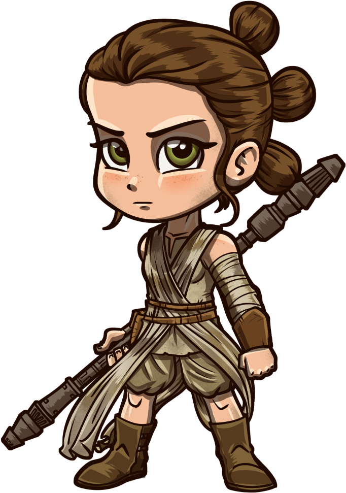 Rey Star Wars Cartoon (756x1044), Png Download