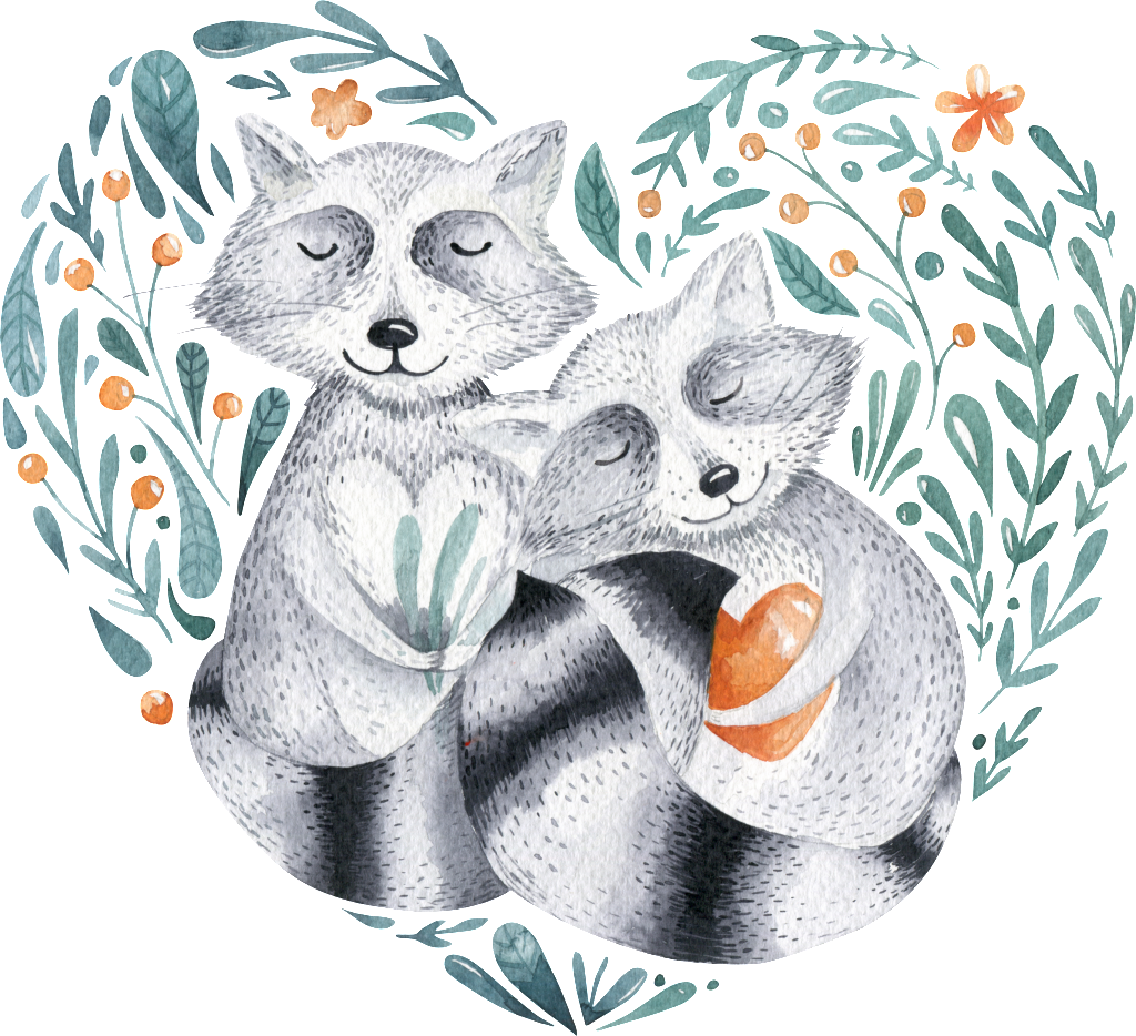 Cute Animal Grey Fox - Watercolour Drawings Of Animals Cute (1024x934), Png Download