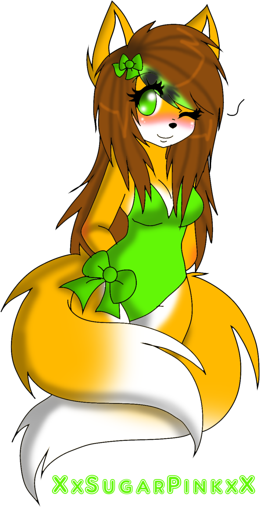 Cute Fox By Xxsugarpinkxx Cute Fox By Xxsugarpinkxx - Cute Fox Anime (859x1675), Png Download