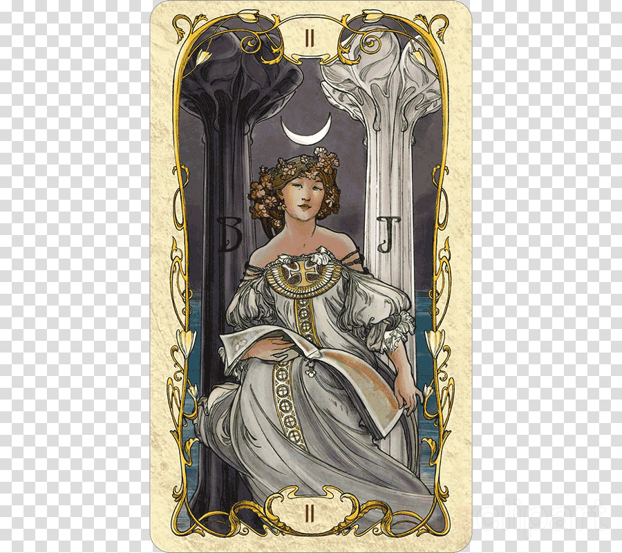High Priestess Tarot Clipart Tarot The High Priestess - Mucha Tarot High Priestess (900x800), Png Download