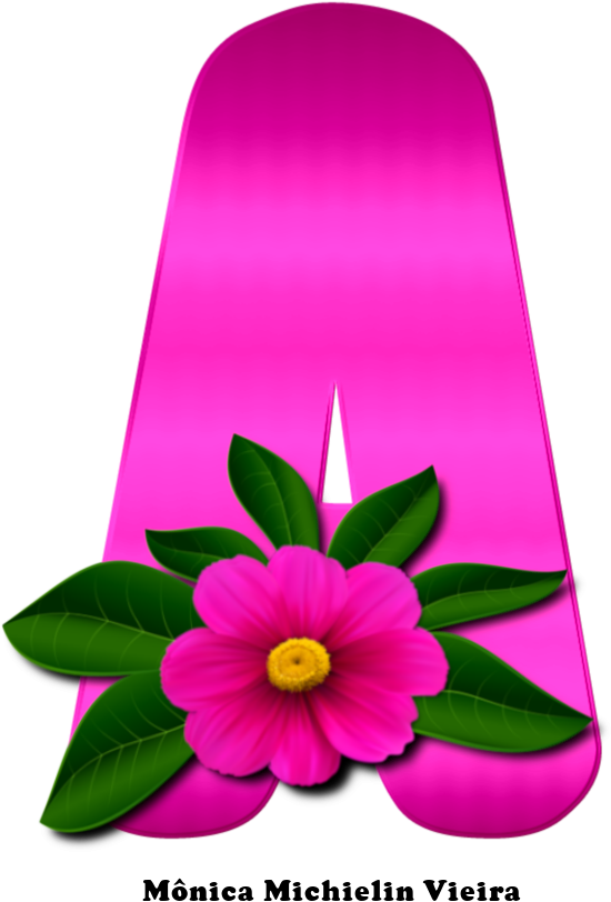 Alfabeto Degradê Rosa Pink Com Flor Em Png (725x872), Png Download
